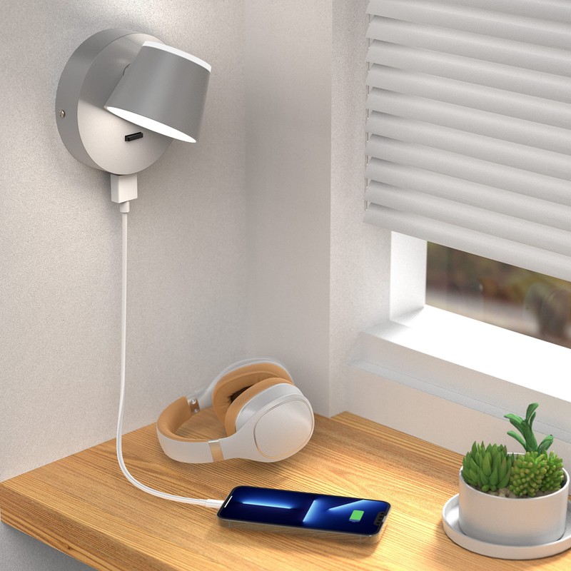 URSOLA Wall Light LED Wall Sconce with On/Off Switch USB