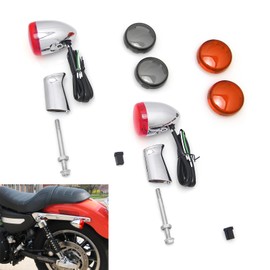 TOPRAMETAL Bullet Turn Signal Rear bulb Indicator Lamps Brake running Lights For Harley Sportster XL883 XL1200 1992-up rear lighting (Chromed)