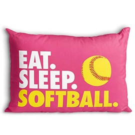 ChalkTalkSPORTS Eat Sleep Softball Pillowcase | Home Decor | Pink