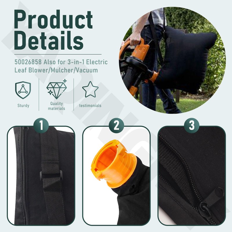50026858 Trivac Leaf Collection Bag W/Replacement Wheel Assembly Compatible with