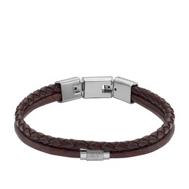 Fossil Men's All Stacked Up Brown Leather Multi-Strand Bracelet, JF04702040