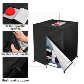 Zipper IBC Tote Cover Huapate 275 Gallon for 420D 1000L Outdoor Water Tank Protective Cover(Black)