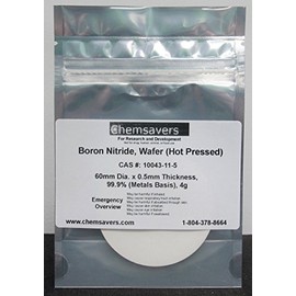 Boron Nitride, Wafer (Hot Pressed), 60mm Dia. x 0.5mm Thickness, 99.9% (Metals Basis), 4g