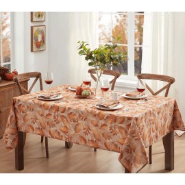 Newbridge Metallic Foliage Contemporary Autumn and Thanksgiving Fabric Tablec...