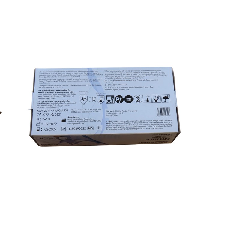 Supertouch Powderfree Nitrile Gloves (Blue) Medium (306802)