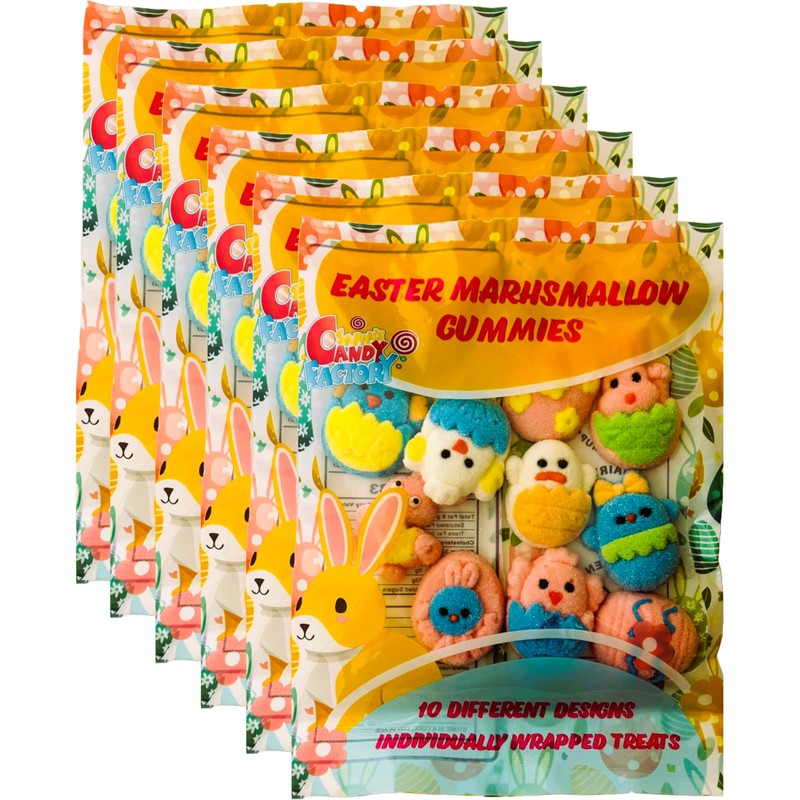 Easter Marshmallow Gummies - 10 Fun Designs, 6-Pack, Total 60