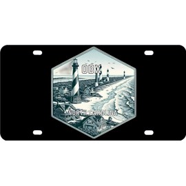 OBX North Carolina Travel Destination Souvenir Hexagon Design Metal License Plate