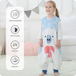 HAHASHOW Baby Sleeping Bag with Feet Girls and Boys Sleeping Romper Sleeping Bag with Legs 1-3 Years Bear