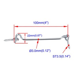 4 Pack 4 Inch Zinc Plated Steel Hook Eye Wood Gates Window Screen Gate Door Latch with Mounting Screws