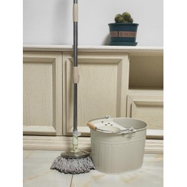 Galvanized Steel Metal Mop Bucket 13L litres Large Industrial Galvanised Reinforced Heavy Duty Thick Metal Steel Mop Bucket for Home Office General Cleaning (Off-White)