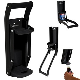 Can Crusher for Recycling and Bottle Opener - 16 Oz and 12 Oz Can Crusher for Aluminum Cans, Heavy-Duty Wall-Mounted Soda Can Smasher, Mounting Screws Including (Black)