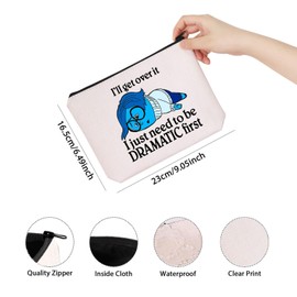 Current Mood Gift Sad Face I'll Get Over It I Just Need to Be Dramatic First Cosmetic Bag Cartoon Emotion Gift (Dramatic Bag UK)