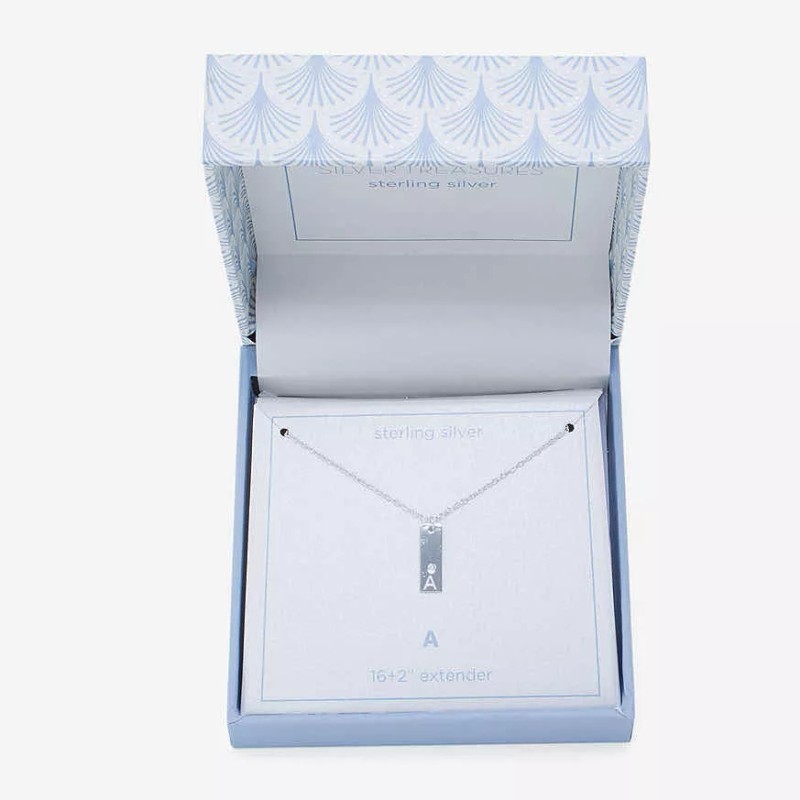 Silver treasures Collar Con Colgante De Plata Ley Con Inicial