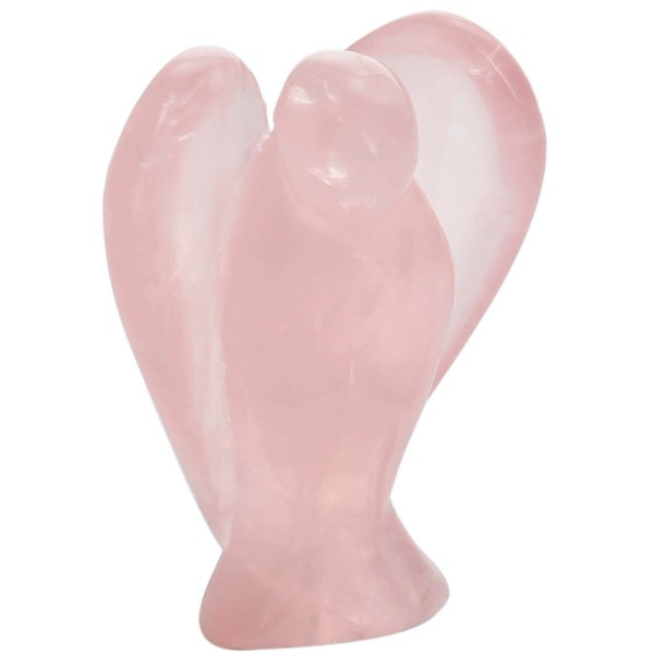 SUNYIK Rose Quartz Carved Guardian Angel Natural Crystal Pocket Statues Figurines 1.5"