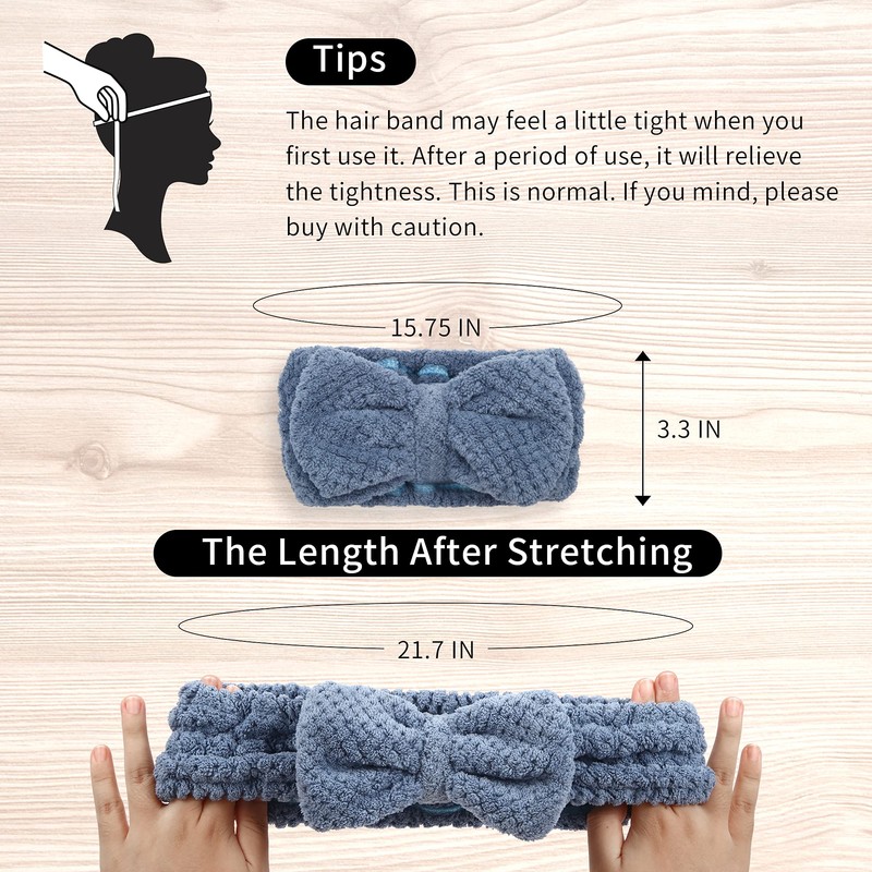 DOOBO 3 Pack Spa Headbands Microfiber Bowtie Headbands for Women