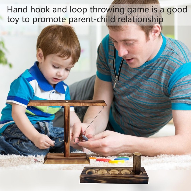 YEAPEAK Wooden Ring Toss Game, Hooks Ring Toss Game, Hook