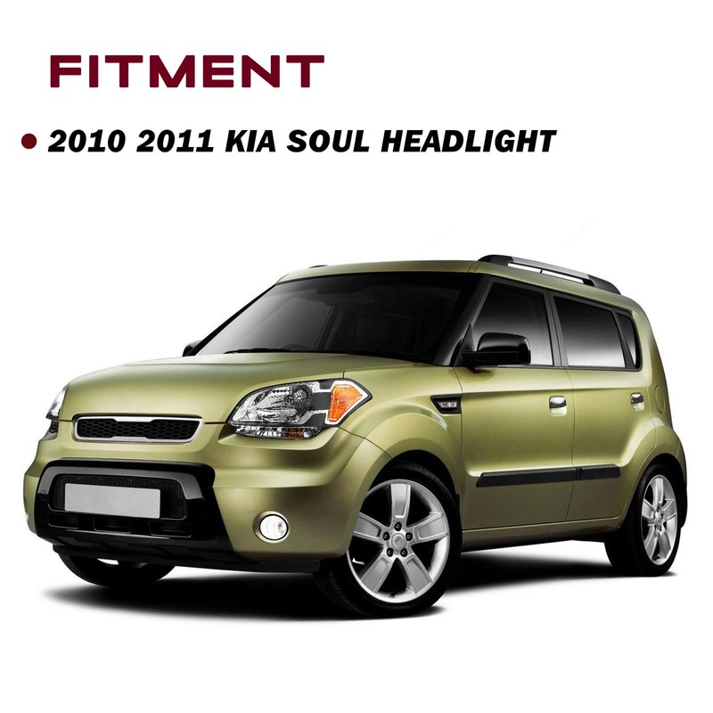 JSBOYAT Headlight Assembly Compatible with 2010-2011 Kia Soul Halogen Headlamp