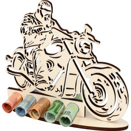 XL Money Gift Made of Wood Motorbike Biker, Gift Idea, Gift Voucher Packaging, Funny Gift, Money Gift for Women and Men, Motorcyclists (Motorcycle Biker)