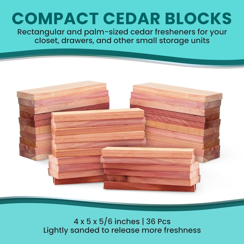 36 Cedar Blocks for Clothes Storage - Cedar Chips for