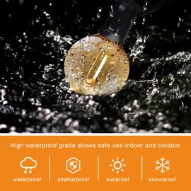 GOHDLAMP Outdoor String Lights G40 50ft - Globe LED Bulbs 25+1 Warm White 2700K, Waterproof and Shatterproof, Patio Garden Backyard Porch Party Christmas Vintage Outside Hanging