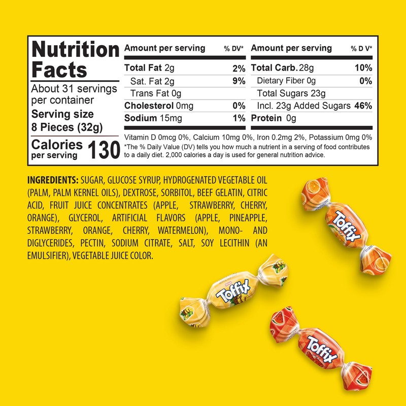 Toffix, Fruit Chews, Center-Filled Soft Fruit Chews Candy Individually Wrapped