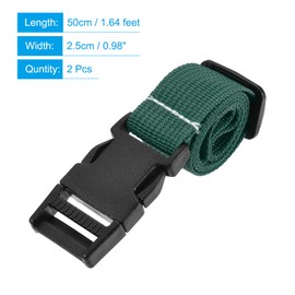 sourcing map Utility Strap with Buckle 1x20 Inch Polyester Quick Release Adjustable Belt for Travel Outdoor Bag Luggage Packing (Light Green, Pack of 2)