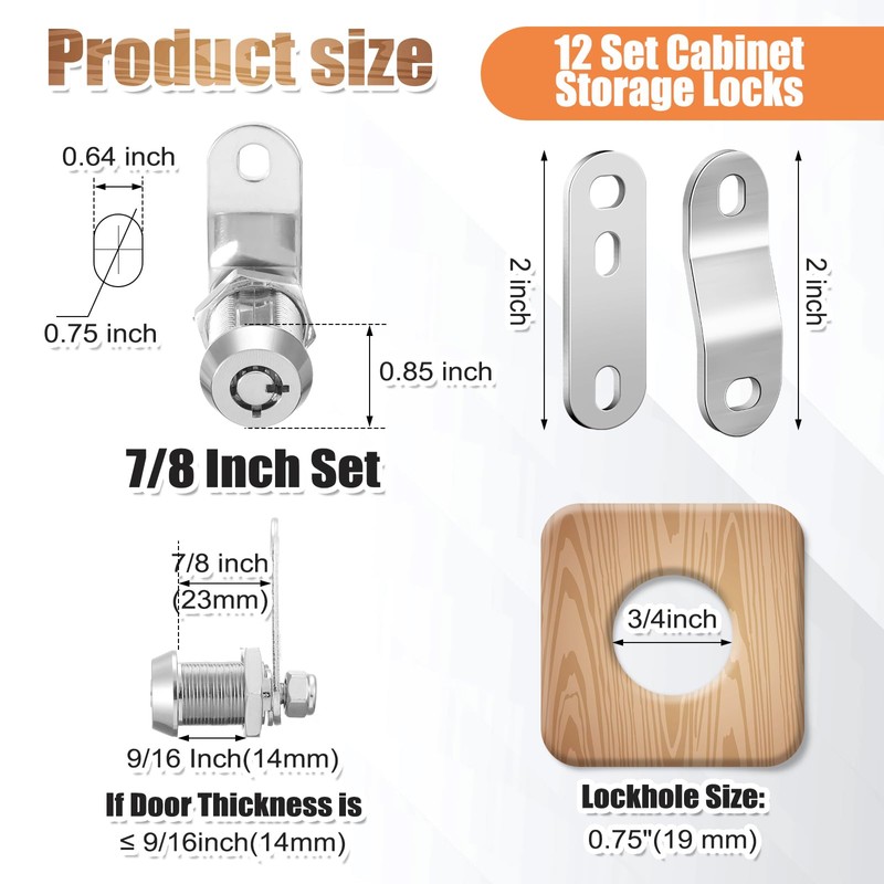 Duraaamo 12 Pack Rv Storage Locks 7/8'' Rv Compartment Locks