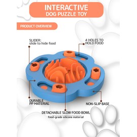 byMall Dog Puzzle Toy for Large Dogs - Silicone Slow Feeder & Treat Dispenser with Non-Slip Base, Dishwasher Safe