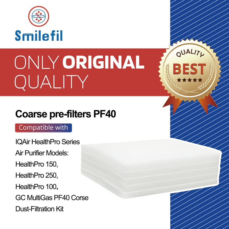 Smilfil 5 Pack PF40 Replacement Pre-Filter Pads Compatible with IQAir