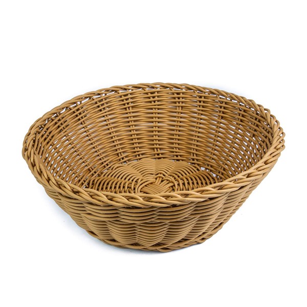 KOVOT Poly-Wicker Round Basket - 10.5"D x 4"H Woven Polypropylene