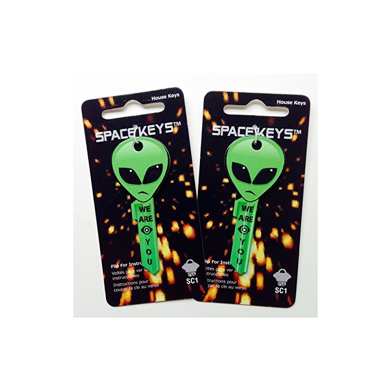 SPACE KEYS 2 Bright Green Alien Head Shaped 68 SC1