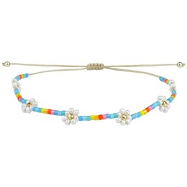 C·QUAN CHI Lovely Daisy Flower Wrap Bracelets Rainbow Miyuki Beads Strand Bracelets Summer Cute Fashion Braided Bracelets For Women （22）