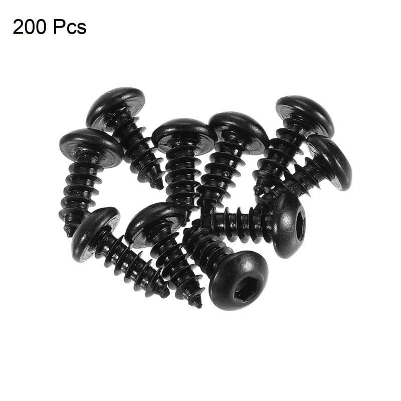 sourcing map Hex Socket Self Tapping Screws, M3 x 8mm