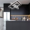 Dimmable Crystal Chandelier, Modern Rectangular 2 Ring LED Pendant Light