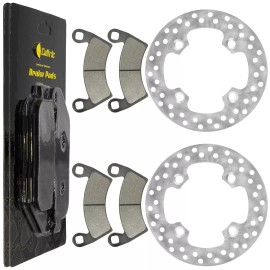 Caltric 2 Front Brake Disc Rotor And Pads for Polaris Ranger XP 900 2013 2014 2015-2018