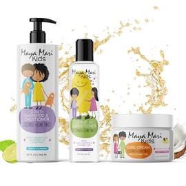 Kids Curly Hair Gift Set | 2-in-1 Kids Shampoo & Conditioner, Curl Cream, & Leave-In Conditioner | Shea Butter, Tear-Free, Frizz Control, & Sulfate-Fr