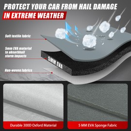 Specialized Hail Protector Truck Cover, Multi-Layered Car Hail Blankets Protector Cover with 5mmThick High Density EVA Cushioning Foam Pad and Reflective Stripes for 220-235 inch Truck