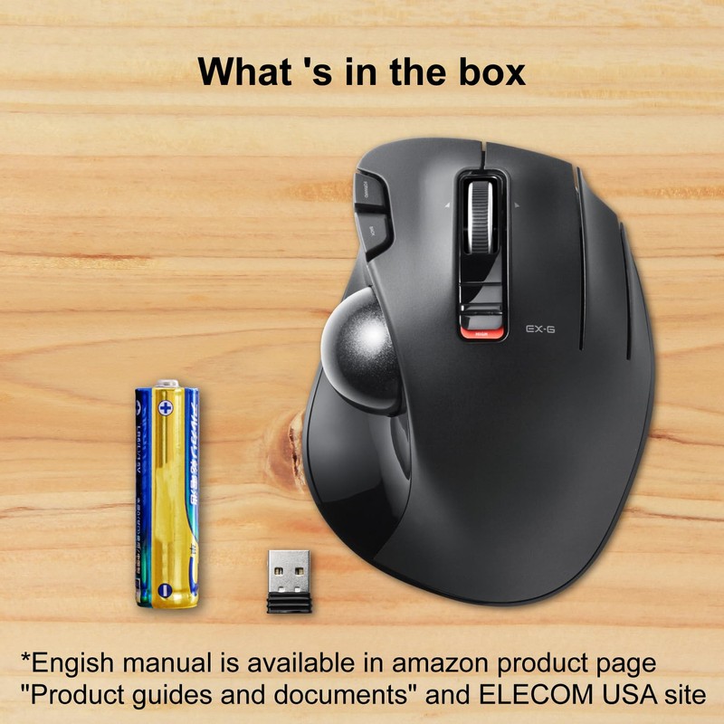 ELECOM EX-G Trackball Mouse, 2.4GHz USB Wireless, Ergonomic Design, Thumb