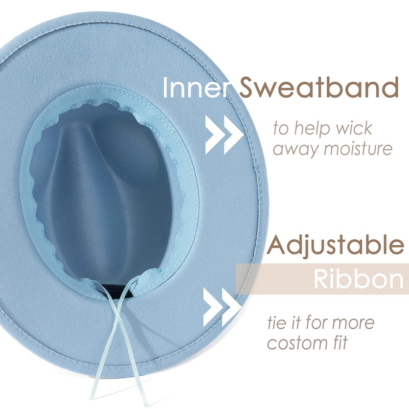 Lisianthus Women Classic Felt Fedora Wide Brim Hat with Belt