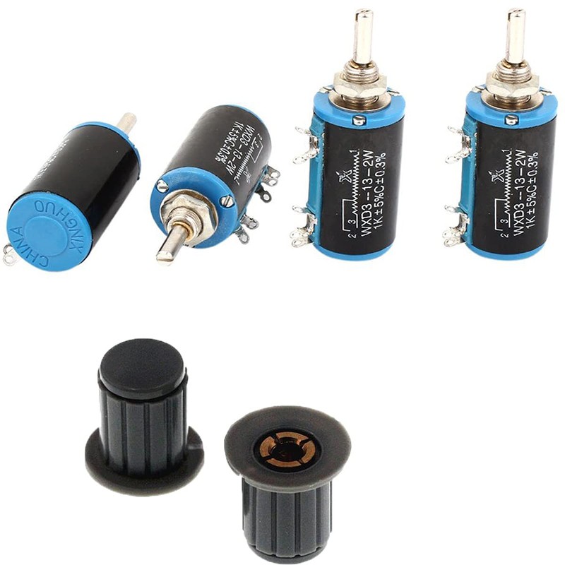 DKARDU 4 pcs WXD3-13-2W 10K Ohm Multi-Turn Wirewound Potentiometer Rotatable
