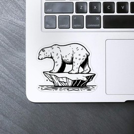 'Polar Bear On Iceberg' Clear Sticker Decal – Waterproof Film for Windows, Cars, Walls & Crafts, Medium (100mm) (DC00139485)