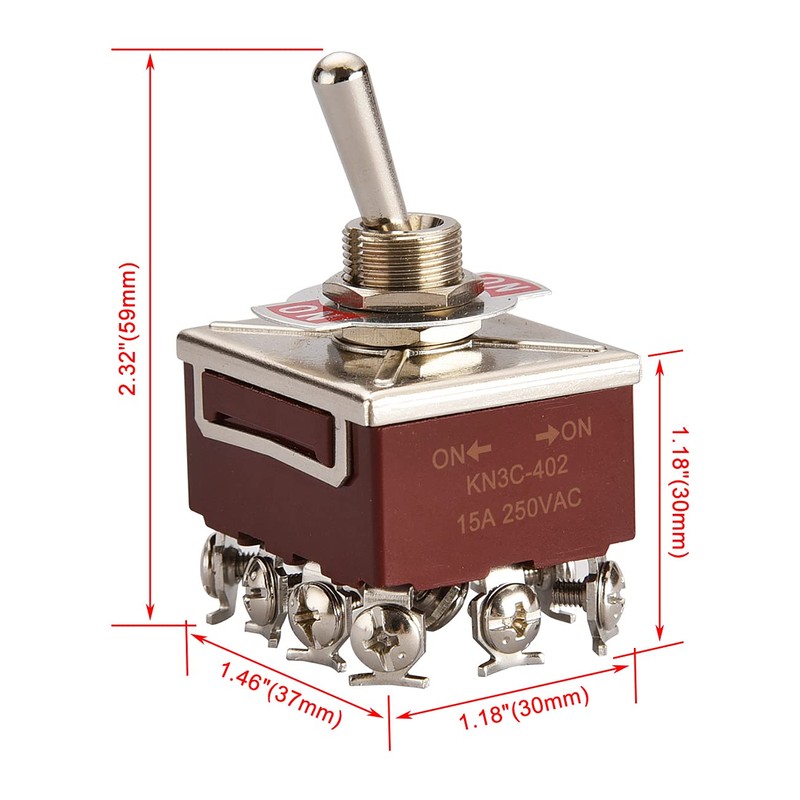 Heschen metal toggle switch HS-402 4PDT maintained ON/ON 2 position