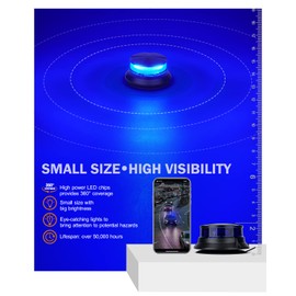 Xprite LED Rotating Beacon Light, 4.5Inch Super Bright Forklift Strobe Lights w/Magnetic Base for 12-24V Construction Truck Patrol Car Tractor Golf Carts-Blue