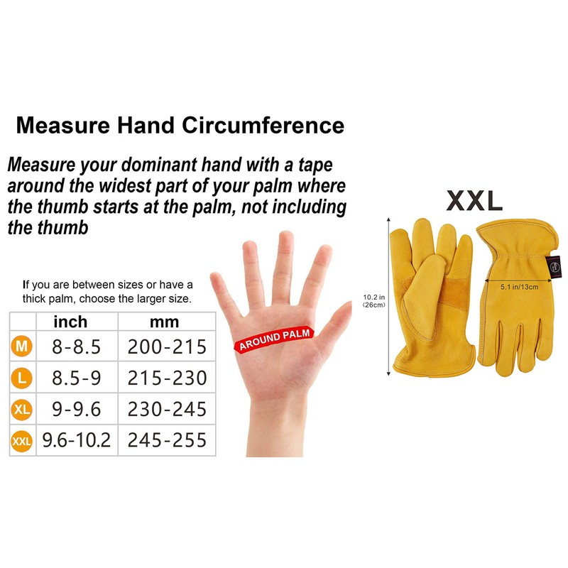 KIM YUAN Leather Work Gloves for Gardening/Cutting/Construction/Motorcycle, Men & Women,