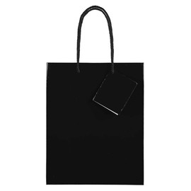 JAM PAPER Glossy Gift Bags with Rope Handles - Medium - 8 x 4 x 10 - Black - 6 Bags/Pack