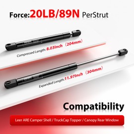 Vepagoo C1615053 12 inch 20Lb/89N Gas Shocks Struts Spring for Truck Pickup Tool Box Boat Deck, Weatherguard CSPS Aluminum Toolbox are Topper Camper Shell Side Window, 2pcs (1 Pair)