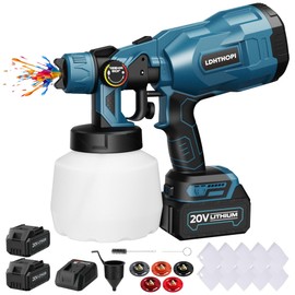LDHTHOPI Cordless Paint Sprayer, 1200ml Paint Sprayer Gun Battery Powered, 5 Copper Nozzles, 3 Spray Patterns, 10 Funnel Paper for Wall, Fence, Metal, Floor