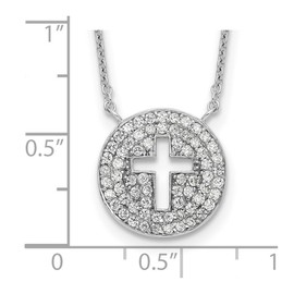 JewelryWeb 925 Sterling Silver Spring-Ring Polished Cubic Zirconia Religious Faith Cross Necklace 18 Inch Pendant-Necklace for Women