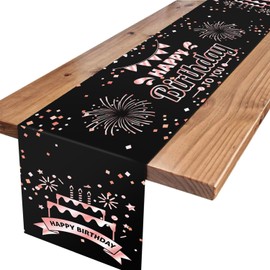 GROVBLE Birthday Table Runner, Birthday Table Decoration, Table Runner for Birthday Parties, Decoration for Children, Girls, Birthdays, Parties, 183 x 35 cm