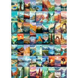 National Parks Puzzle for Adults 1000 Pieces, Travel Poster Landscape Puzzle Including Zion Yellowstone Yosemite, Nature Jigsaw Puzzles Scenery Mountain Scene | PICKFORU